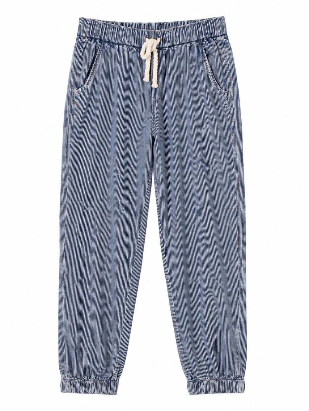 Aerie Railroad Stripe Denim Joggers, XS, Coastal, Drawstring, Relaxed, Nautical